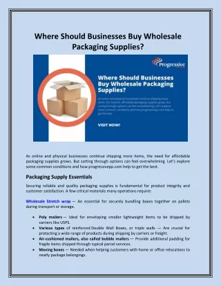 Where Should Businesses Buy Wholesale Packaging Supplies
