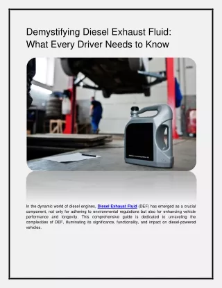 demystifying diesel exhaust fluid what every