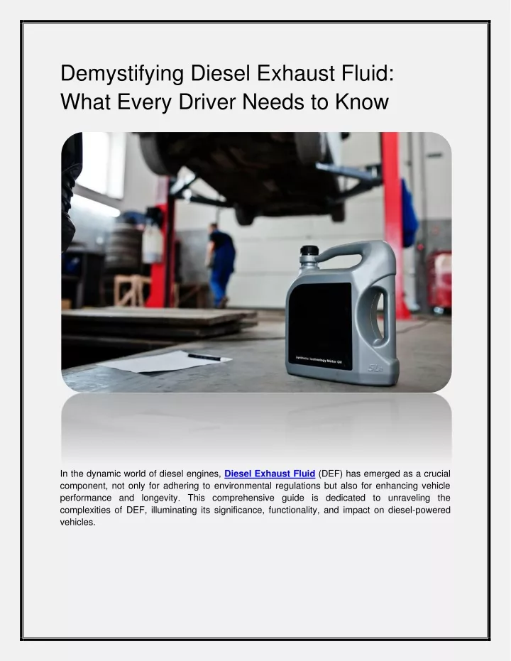 demystifying diesel exhaust fluid what every