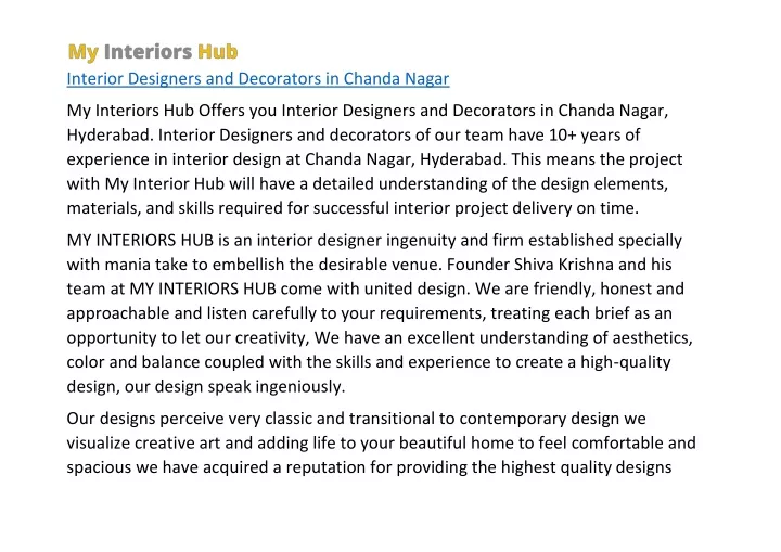 interior designers and decorators in chanda nagar
