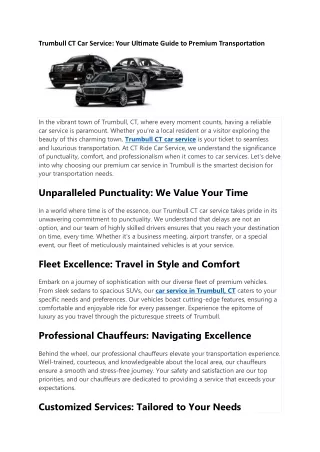 Trumbull CT Car Service: Your Ultimate Guide to Premium Transportation