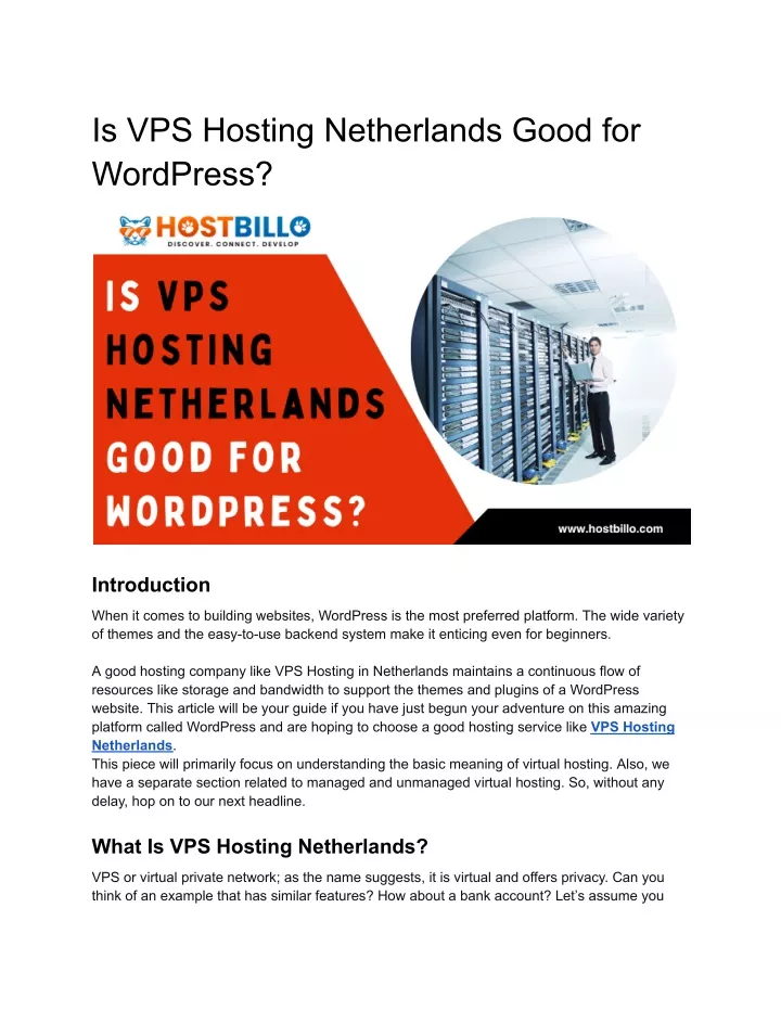 is vps hosting netherlands good for wordpress