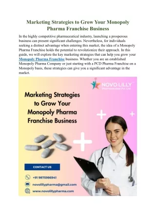 Marketing Strategies to Grow Your Monopoly Pharma Franchise Business