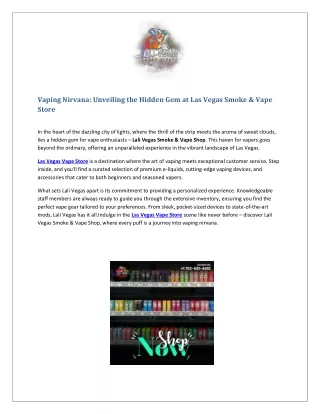 Vaping Nirvana: Unveiling the Hidden Gem at Las Vegas Smoke & Vape Store