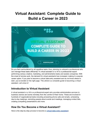 virtual assistant complete guide to build