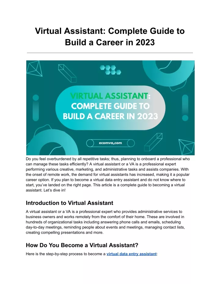 virtual assistant complete guide to build