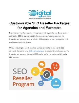 Customizable SEO Reseller Packages for Agencies and Marketers
