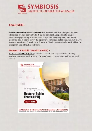 Masters of Public Health course