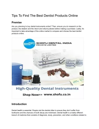 Tips To Find The Best Dentist Products Online