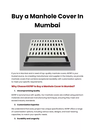 Buy a Manhole Cover In Mumbai