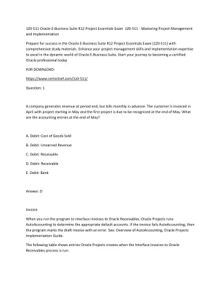 1z0 511 oracle e business suite r12 project