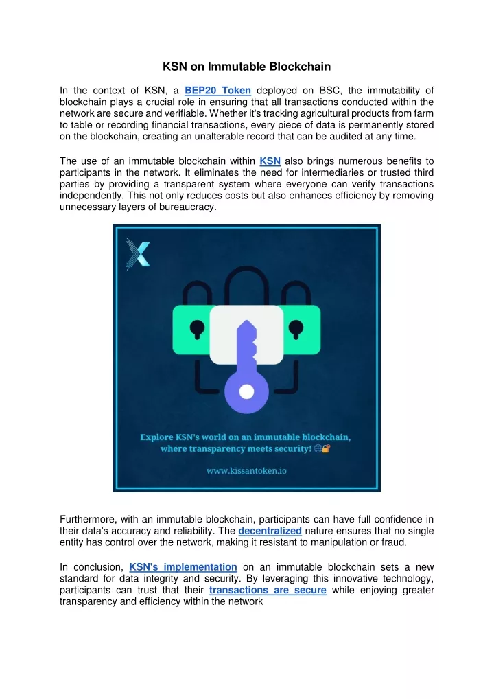 ksn on immutable blockchain