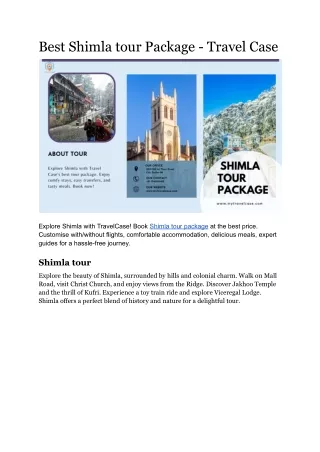 Best Shimla tour Package - Travel Case