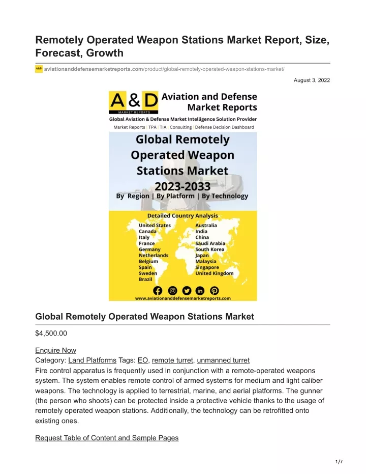 remotely operated weapon stations market report