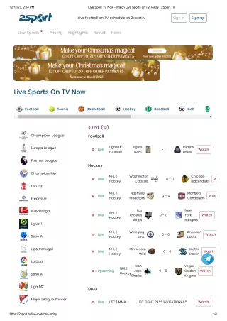 Live Sport TV Now - Watch Live Sports on TV Today _ 2Sport.TV