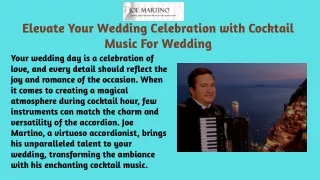 An Elegant Cocktail Music For Your Wedding