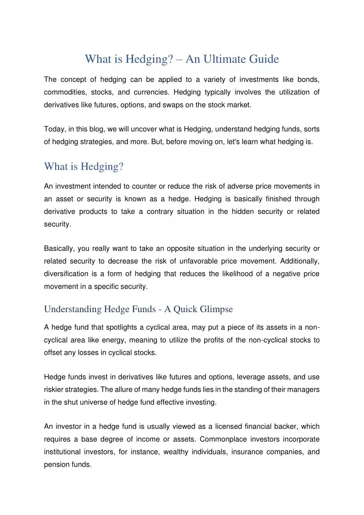 what is hedging an ultimate guide