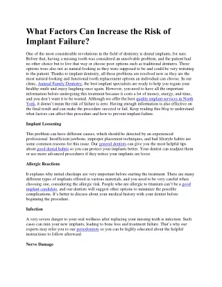 What Factors Can Increase the Risk of Implant Failure