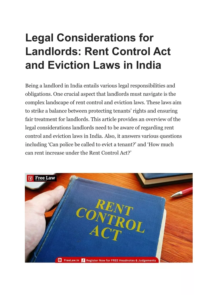 legal considerations for landlords rent control