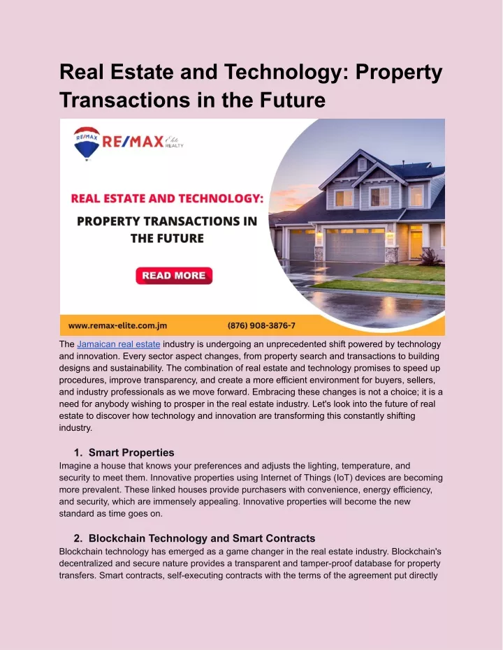 real estate and technology property transactions