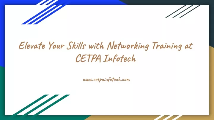 elevate your skills with networking training