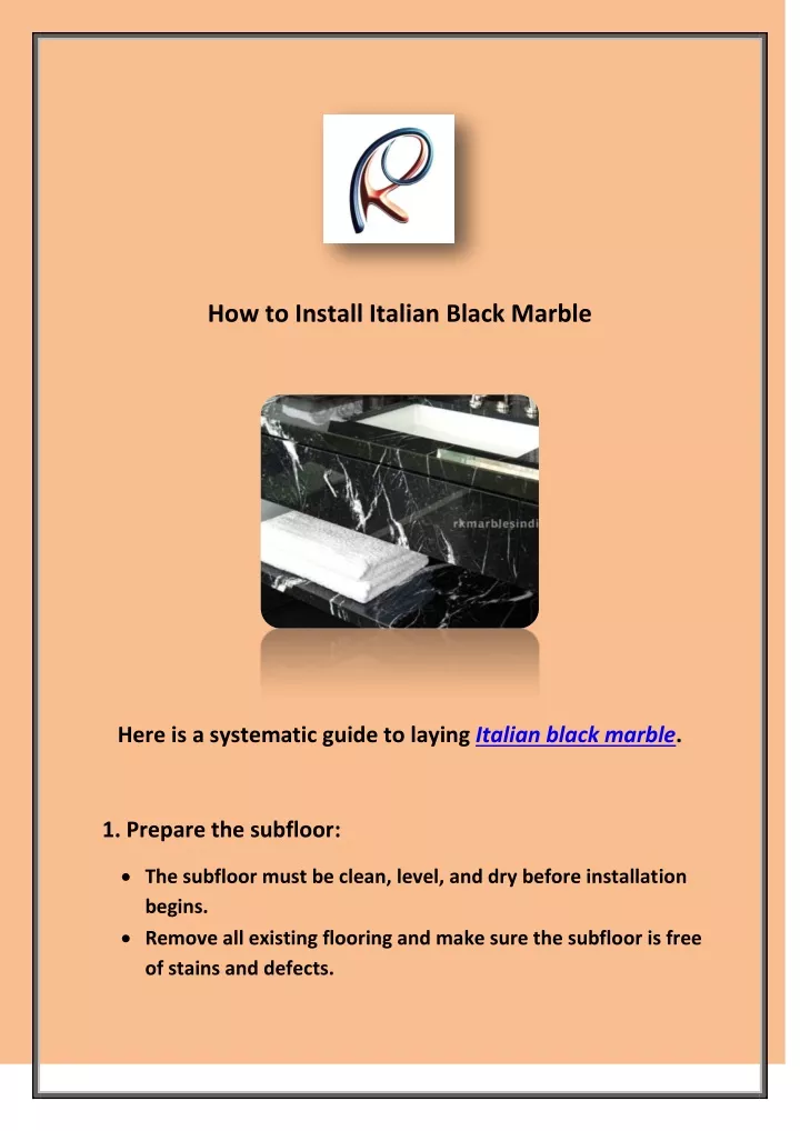 how to install italian black marble