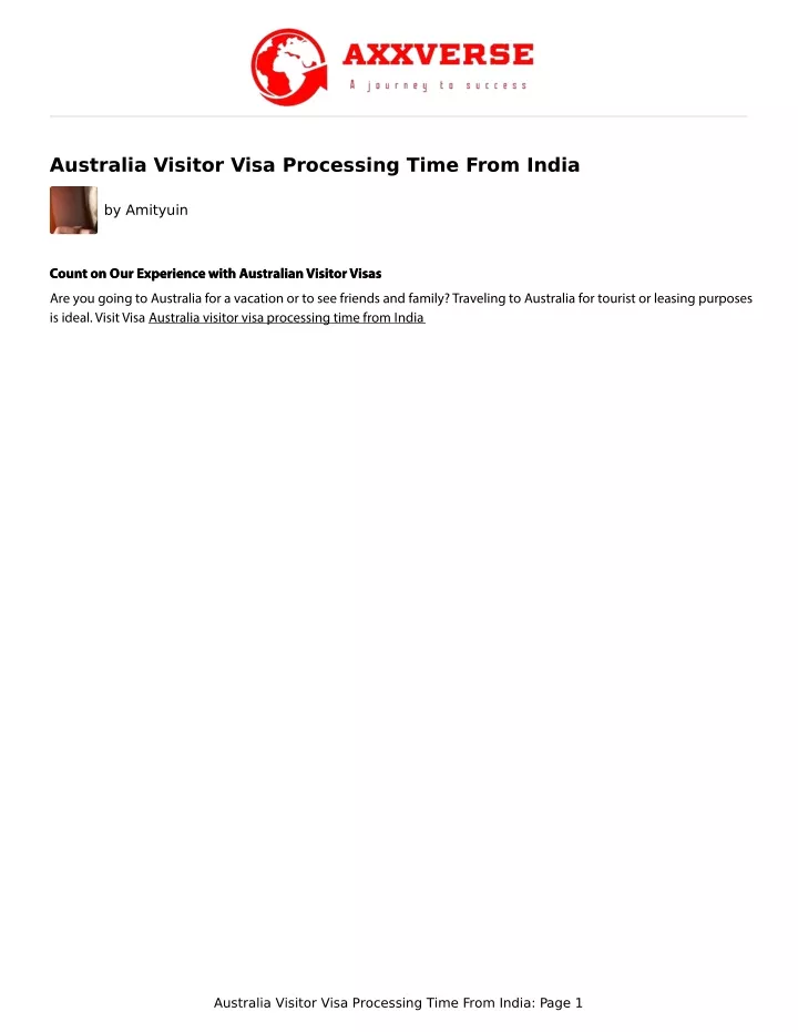 australia visitor visa processing time from india