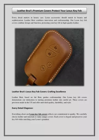 Leather Brut's Premium Covers Protect Your Lexus Key Fob
