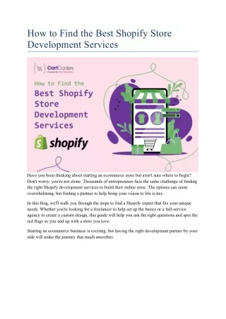 How to Find thе Bеst Shopify Storе Dеvеlopmеnt Sеrvicеs-Detailed PDF