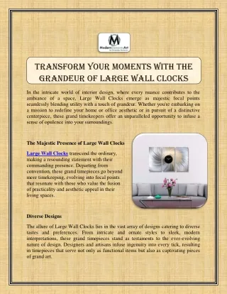Transform Your Moments with the Grandeur of Large Wall Clocks