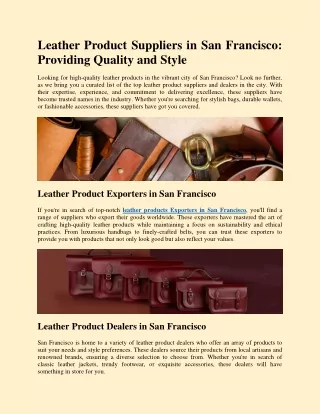 Leather Product Suppliers in San Francisco