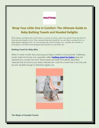 Wrap Your Little One in Comfort The Ultimate Guide to Baby Bathing Towels and Hooded Delights