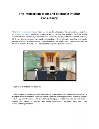 The Intersection of Art and Science in Interior Consultancy