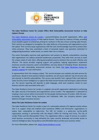 the cyber resilience centre for london offers