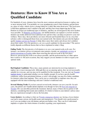 DenturesHow to Know If You Are a Qualified Candidate