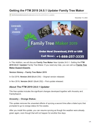 Getting the FTM 2019 2401 Updater Family Tree Maker