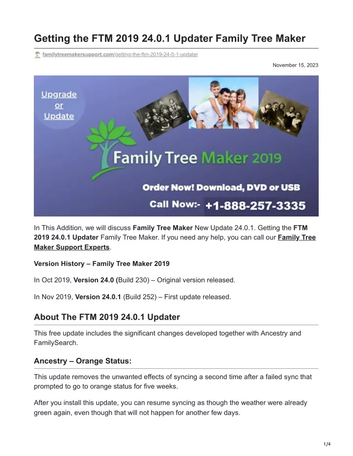 getting the ftm 2019 24 0 1 updater family tree