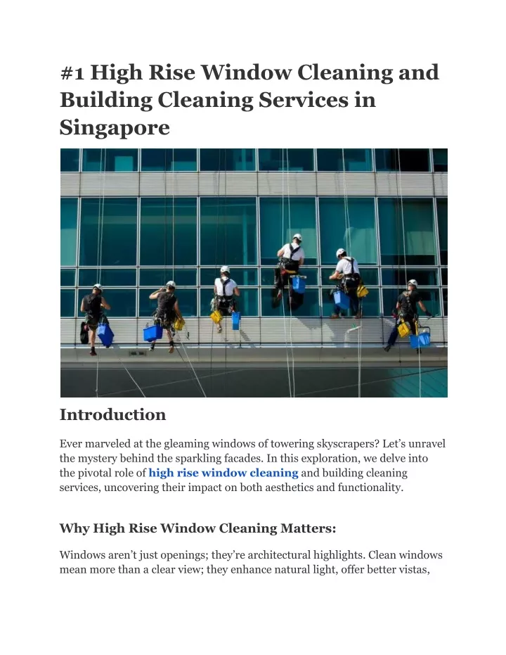 1 high rise window cleaning and building cleaning