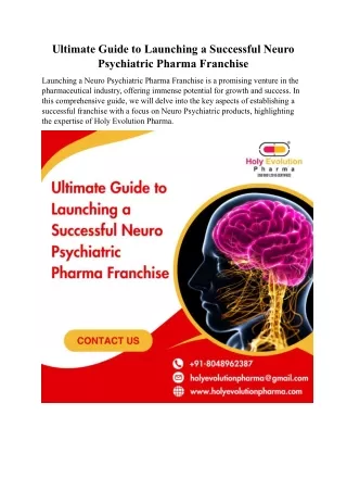 Ultimate Guide to Launching a Successful Neuro Psychiatric Pharma Franchise