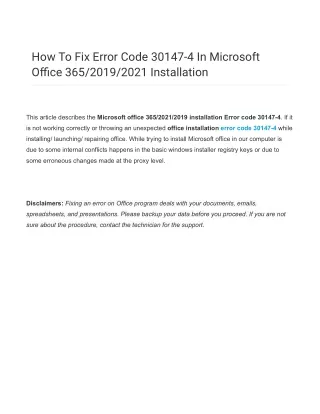 how to fix error code 30147 4 in microsoft office