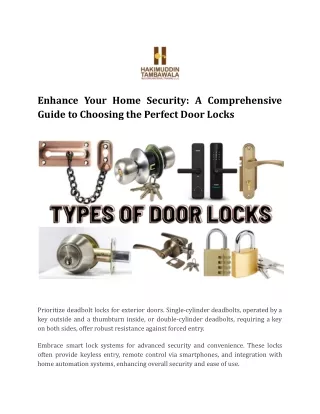 Enhance Your Home Security_ A Comprehensive Guide to Choosing the Perfect Door Locks
