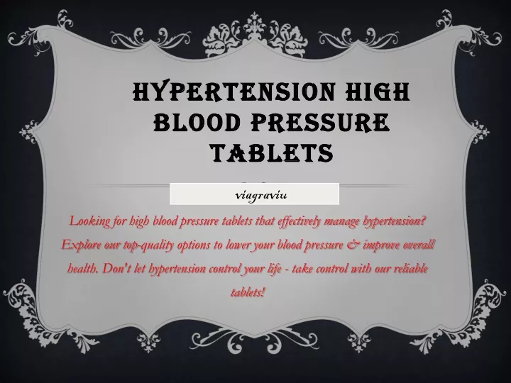 hypertension high blood pressure tablets