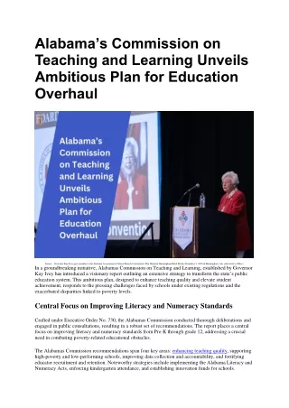 Alabamas Commission on Teaching and Learning Unveils Ambitious Plan for Educatio