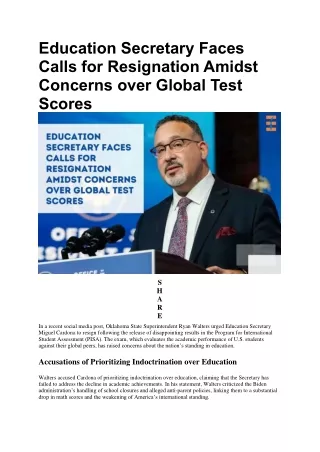 Education Secretary Faces Calls for Resignation Amidst Concerns over Global Test