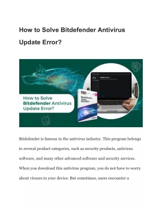 How to Solve Bitdefender Antivirus Update Error