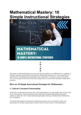 10 Simple Instructional Strategies for Mathematics | Future Education Magazine
