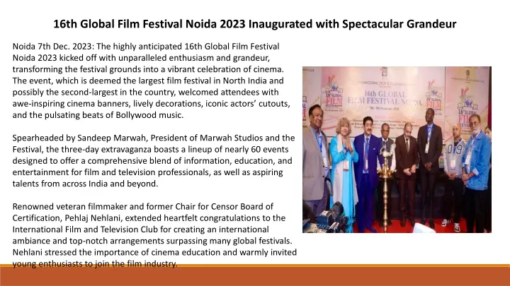 16th global film festival noida 2023 inaugurated