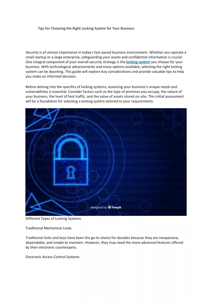 tips for choosing the right locking system