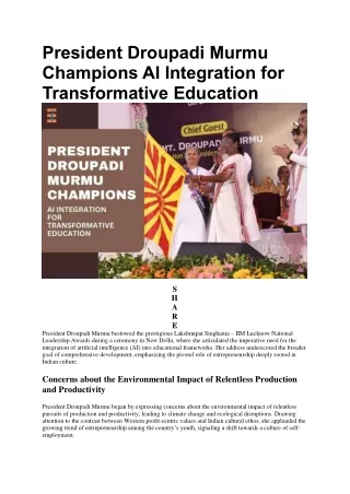 President Droupadi Murmu Champions AI Integration for Transformative Education |