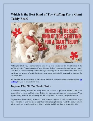 Which is the Best Kind of Toy Stuffing For a Giant Teddy Bear